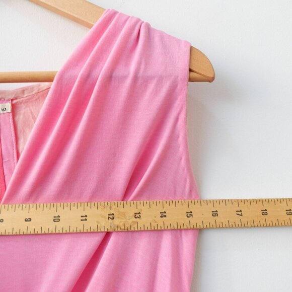 FENWICK Dress 10‎ Pink V Neck Jumpsuit Small Relaxed Stretch Simple Barbiecore - Picture 5 of 14